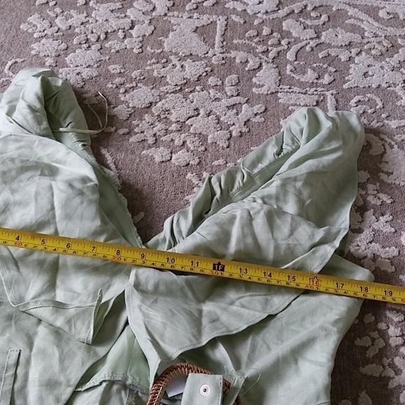 Topshop riviera‎ ruffle frill romper mint green linen belt retro size 8 - Picture 9 of 11